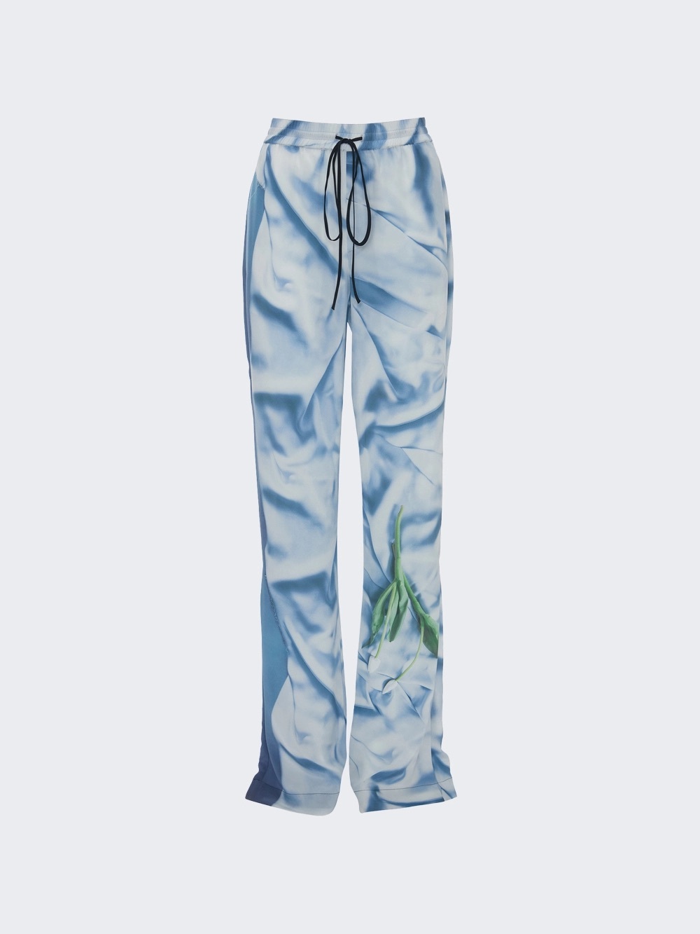 Victoria Beckham Satin Pyjama Trousers in Ice Blue Sheen